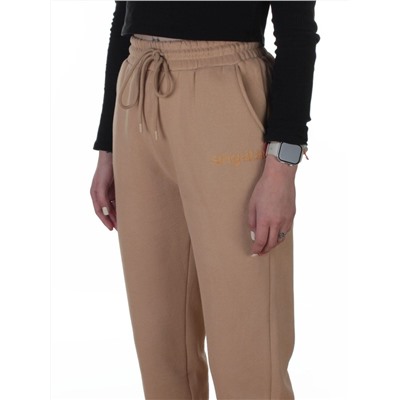 2623 BEIGE Штаны утепленные спортивные женские (85% хлопок, 10% полиэстер, 5% спандекс)