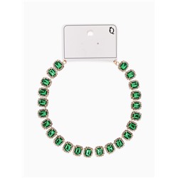 Колье «Драгоценность» квадраты в стразах, цвет бело-зелёный в золоте, 32 см