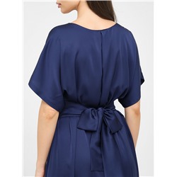 Платье нарядное синее с широким поясом