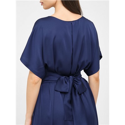 Платье нарядное синее с широким поясом