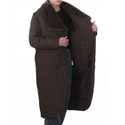 A617 BROWN Пальто зимнее женское (верблюжья шерсть, 120 гр. холлофайбер)