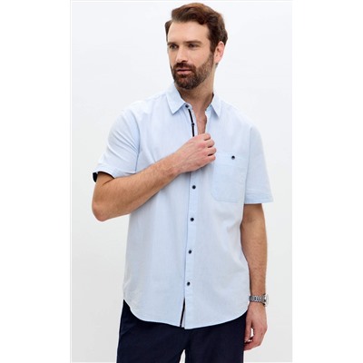 Рубашка к/р лен F611-0485 l.blue