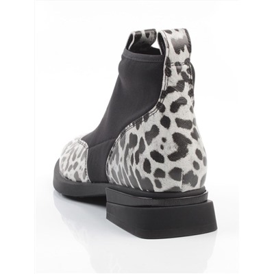 01-B44B-81H WHITE/LEOPARD Ботинки демисезонные женские (натуральная кожа, текстиль, байка)