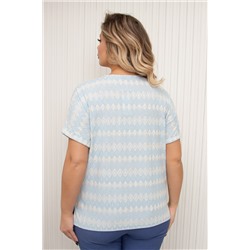 Блузка трикотажная голубая с принтом Селеста №15