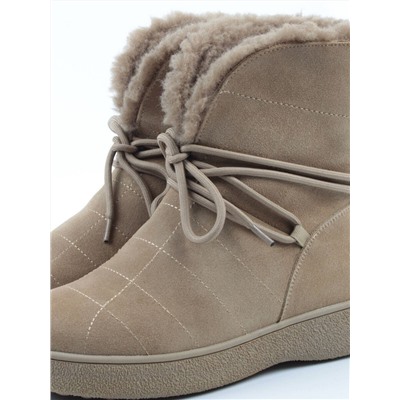 04-PAL271-3Z GREEN/SANDY Ботинки зимние женские (натуральная замша, 100% шерсть, натуральный мех)