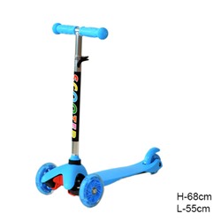 Самокат трехколесный от 2-х лет Yeenot Kids GT4105, до 30кг, вес 1.8кг, свет. колёса PU 110мм ABEC7, ярко-голубой, БК/уп10/ АКЦИЯ!