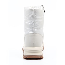 02-WA010-3M LT. BEIGE Сапоги "Дутики" зимние женские (натуральная кожа, курточная ткань, 100% шерсть)