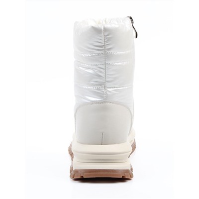 02-WA010-3M LT. BEIGE Сапоги "Дутики" зимние женские (натуральная кожа, курточная ткань, 100% шерсть)