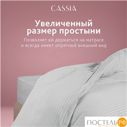 CASSIA ЛЮКС Страйп Сатин с-сер Простыня 200х220-1, 1 пр., хл/сатин