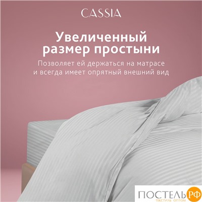 CASSIA ЛЮКС Страйп Сатин с-сер Простыня 230х250-1, 1 пр., хл/сатин