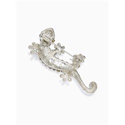 Брошь «Ящерица - хамелеон», цветная в серебре