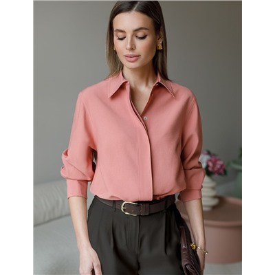 Свободная блузка из плотного лиоцелла с манжетами на запонках