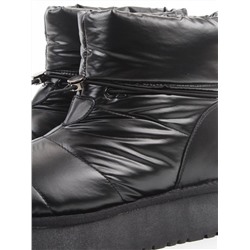 04-WA003-1M BLACK Ботинки зимние женские (натуральная кожа, курточная ткань, 100% шерсть)