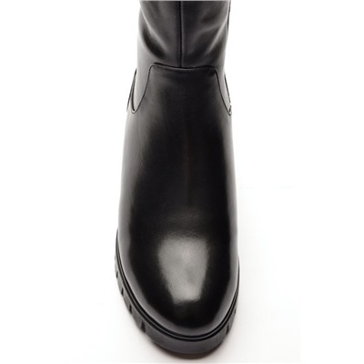 Mira Tini J371-15819BM-МП/Z Сапоги женские чер нат кожа, подклад нат евро мех (до щиколотки модели)