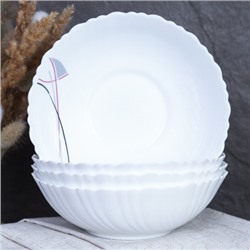 Набор суповых тарелок 4 штуки 650 мл 175 мм / TW-70 (7267) /уп 12/ Полосы бордо