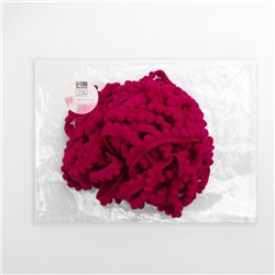 Тесьма декоративная с помпонами, 12 ± 2 мм, 9.1 ± 0.5 м, цвет красный