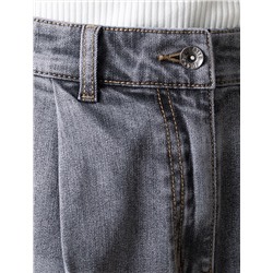 Широкие джинсы с защипами из эластичного денима  средней плотности