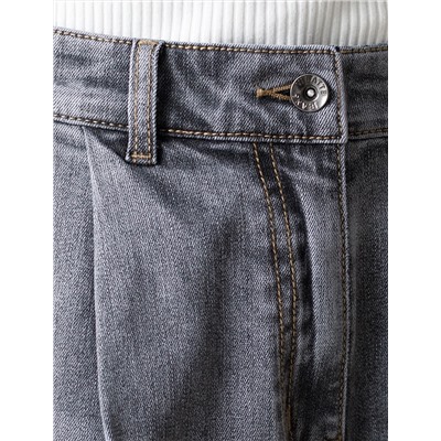 Широкие джинсы с защипами из эластичного денима  средней плотности