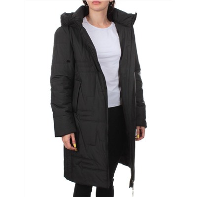 1073 BLACK Пальто зимнее облегченное женское (холлофайбер 150 гр.)