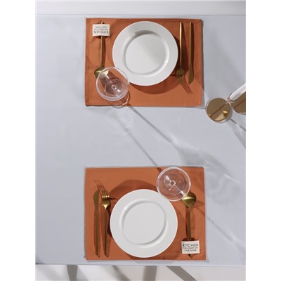 Набор салфеток «Этель» Kitchen, 30×40 см - 2 шт., 100% хлопок, саржа 220 г/м², оранжевый