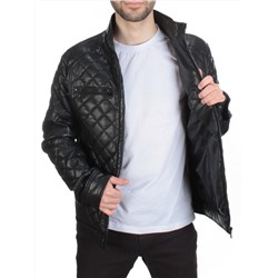 A198 BLACK Куртка из эко-кожи мужская (50 гр. синтепон)