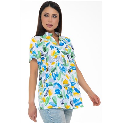 Блузка белая с цветочным принтом