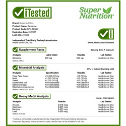Super Nutrition, берберин гидрохлорид, 500 мг, 120 растительных капсул