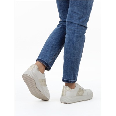 03-A1018-2 LT. BEIGE/GOLD Кроссовки женские (натуральная кожа)