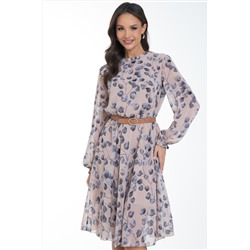 Платье шифоновое бежевое с принтом