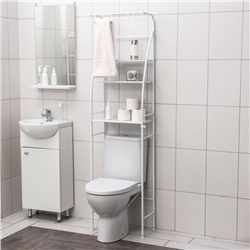 Стеллаж над унитазом со штангой для сушки, 47×25×175 см, белый