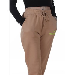 2621 BEIGE Штаны спортивные утепленные женские (85% хлопок, 10% полиэстер, 5% спандекс)