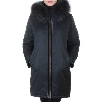 E-1961 DK. BLUE Пальто женское с мехом Evcanbady