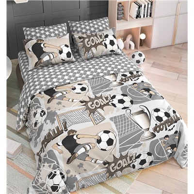 Детское постельное белье из поплина П-064Т серый