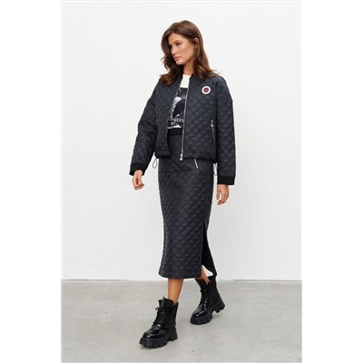 Бомбер, юбка KaVaRi 8043 черный