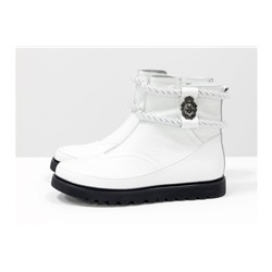 Белые нарядные низкие сапожки в стиле UGG из натуральной кожи флотар, на легкой, непромерзаемой подошве, Коллекция Осень-Зима от ТМ Gino Figini, Б-20104-01