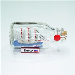 Парусник в бутылке  Байкал (стекло, дерево) 100ml 12*5*6 см