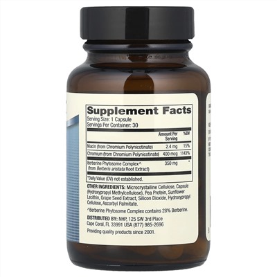 Dr. Mercola, Biothin®, берберин с хромом, 30 капсул