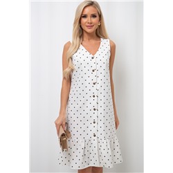 Сарафан льняное белого цвета в горошек Мэг №3