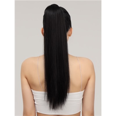 Хвост накладной, прямой волос, на резинке, 60 см, 100 г, цвет чёрный(#SHT3)