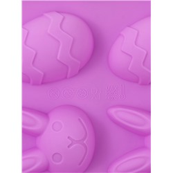 Форма для шоколада Доляна «Кролики», силикон, 23×15×2 см, 12 ячеек, сиреневая