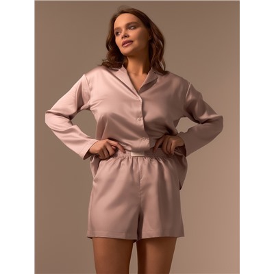 Пижама женская (рубашка, шорты) SL HOME Tensel Home, пудровый