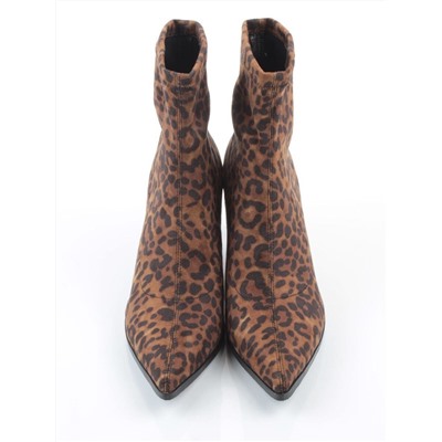 01-H26B-42PC BROWN LEOPARD Ботильоны демисезонные женские (велюр)