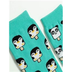 CONTE Хлопковые носки HAPPY c рисунками "panda & penguin"