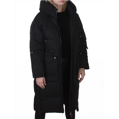 6615 BLACK Пальто зимнее женское (200 гр. холлофайбер)