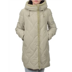 310 OLIVE Пальто зимнее стеганое женское (200 гр. холлофайбер, натуральная норка)