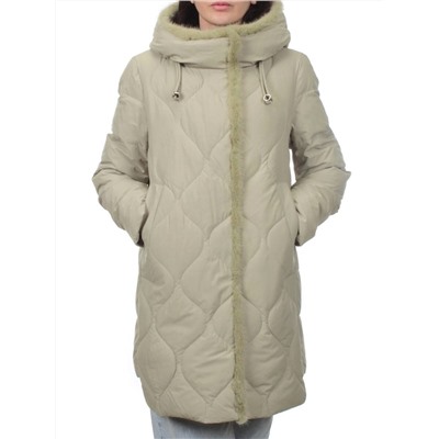 310 OLIVE Пальто зимнее стеганое женское (200 гр. холлофайбер, натуральная норка)