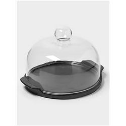 Блюдо для подачи с клош крышкой Magistro «Галактика», фарфор, d=22 см, чёрный