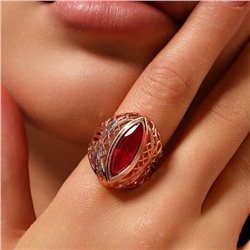 Кольцо с крупным камнем 18 р ювелирная бижутерия Дубайское золото покрытие позолота, вставка: фианит, цвет: малиновый, арт.314.603-18