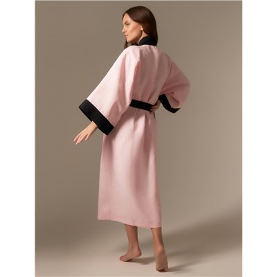 Халат женский длинный SL HOME Rose-52, лён 100%, розовый