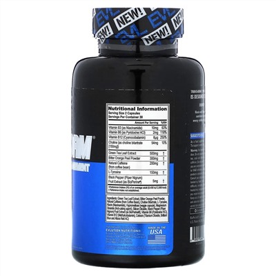 EVLution Nutrition, Trans4orm, энергичная коррекция веса, 60 растительных капсул